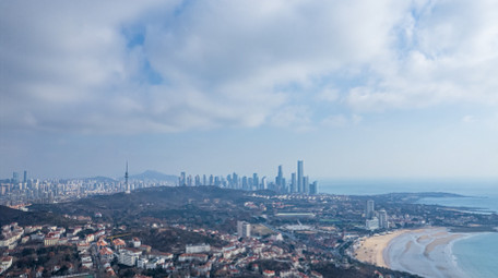 城市青岛滨海城市CBD建筑延时