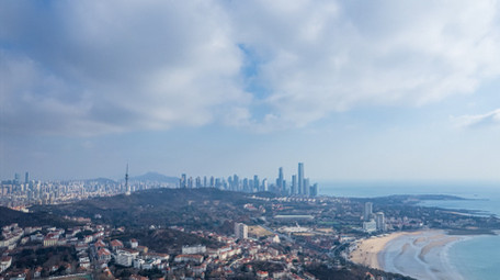 城市青岛滨海城市CBD建筑延时