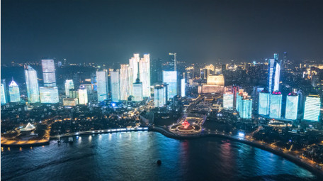 地标青岛五四广场CBD延时