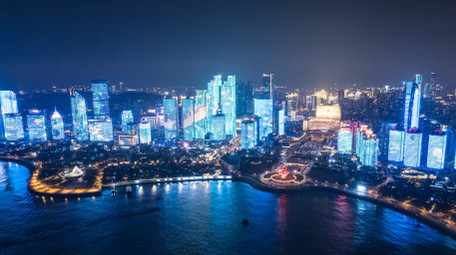 地标青岛五四广场CBD延时