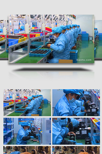 电子厂工人生产电子产品实拍图片