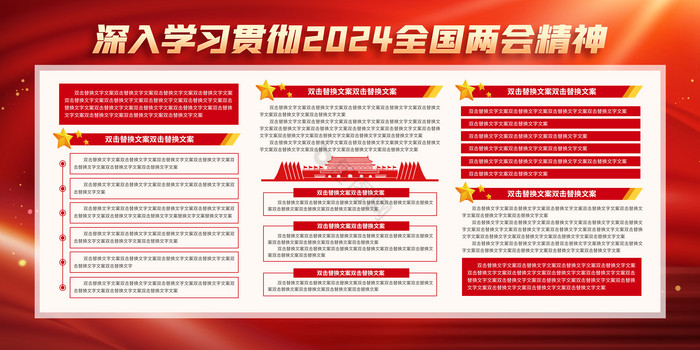 聚焦全国两会党建党政展板二件套