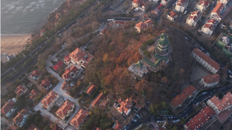 地标青岛小鱼山网红打卡地航拍