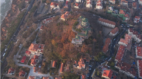 地标青岛小鱼山网红打卡地航拍