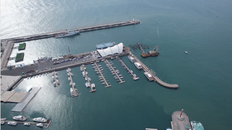 地标五四广场奥帆中心帆船航拍