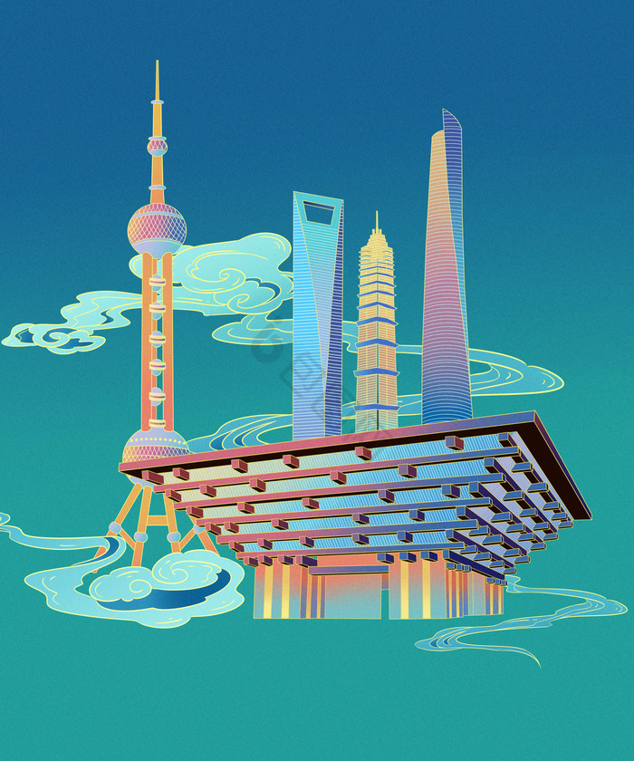 上海城市地标建筑东方明珠