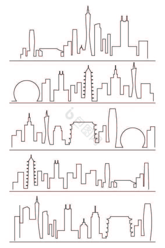 广州线条轮廓城市