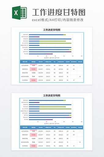 简约工作进度甘特图图片