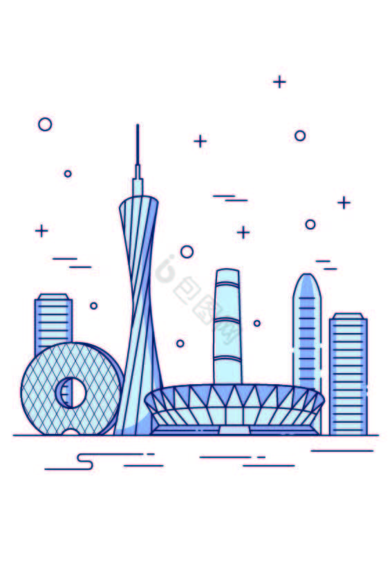 深圳重点城市线描地标