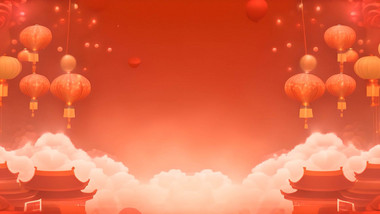 灯笼古建筑庆典红色背景视频