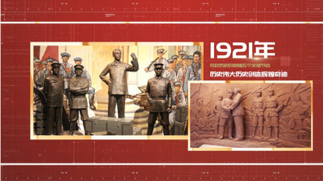 创意红金<strong>党政</strong>回顾时间轴pr模板