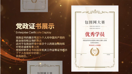 震撼<strong>党政</strong>证书展示pr模板