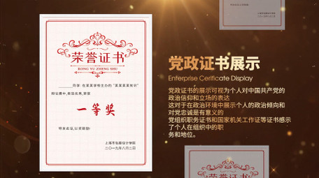 震撼<strong>党政</strong>证书展示pr模板