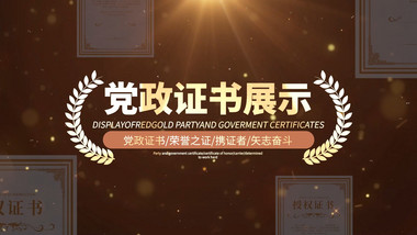 震撼<strong>党政</strong>证书展示pr模板