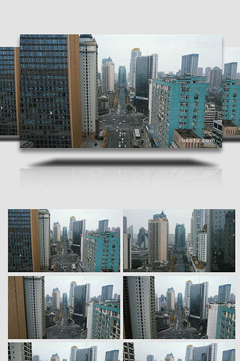 成都人民大道交通高楼建筑航拍图片
