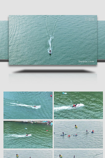 冲浪摩托艇水上娱乐项目航拍图片