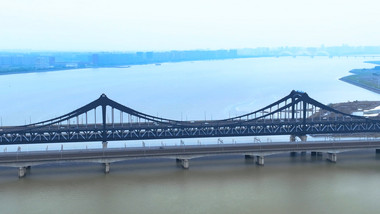 杭州地标建筑新彭埠大桥4K航拍