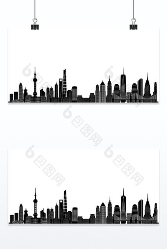 城市主题线描城市抽象剪影黑色图片