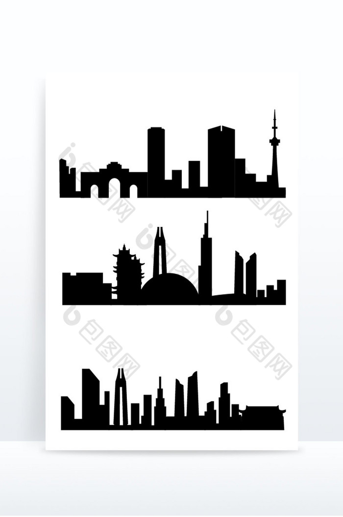 南京城市建筑剪影图片图片