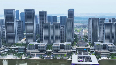 杭州地标亚运村4K航拍