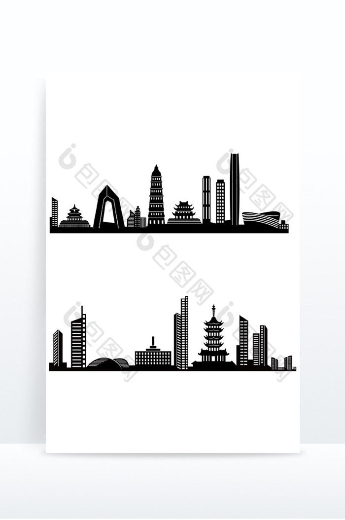 一线城市北京地标建筑抽象剪影图片图片