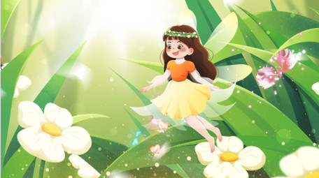 4K卡通童话精灵女孩背景视频