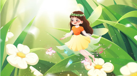 4K卡通童话精灵女孩背景视频