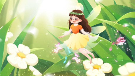 4K卡通童话精灵女孩背景视频