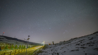 实拍高原星空延时摄影雪景4K