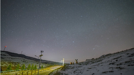 实拍高原星空延时摄影雪景4K