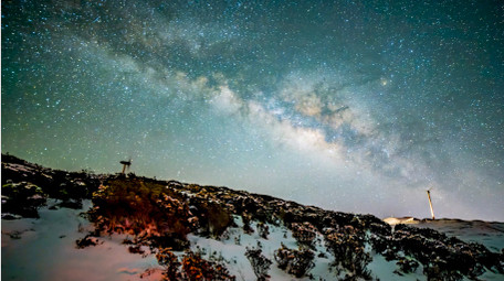 实拍高原星空银河延时摄影雪景