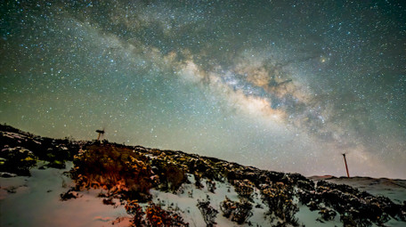 实拍高原星空银河延时摄影雪景