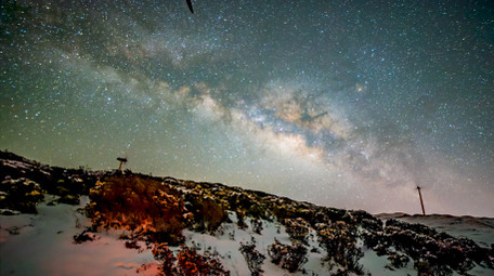 实拍高原星空银河延时摄影雪景