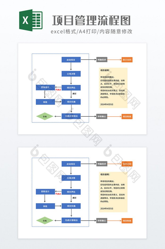 简约风项目管理流程图图片图片