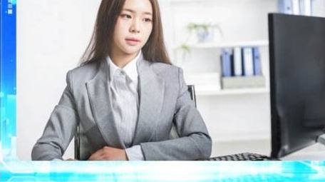 蓝色粒子<strong>科技</strong>人物采访边框