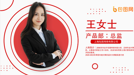 红色简约党政人物介绍AE模板