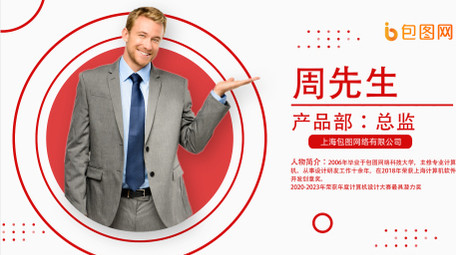 红色简约党政人物介绍AE模板