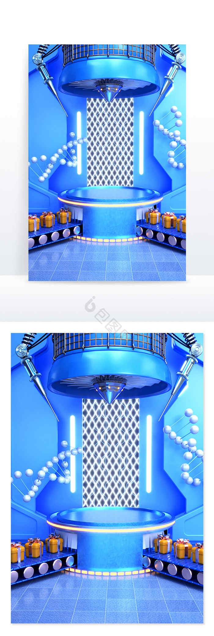 蓝色3D科技工厂购物电商展台