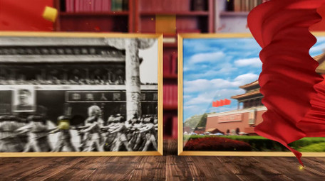 红色党政图文改造对比AE模板