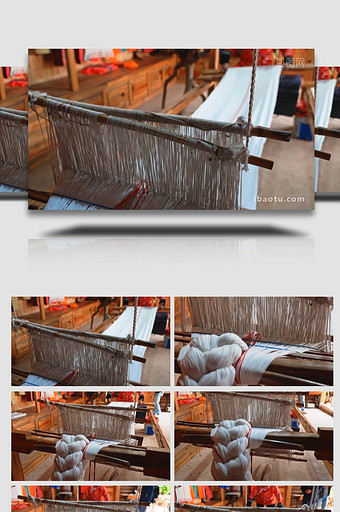 纺织麻布织布传统工艺纺织过程图片