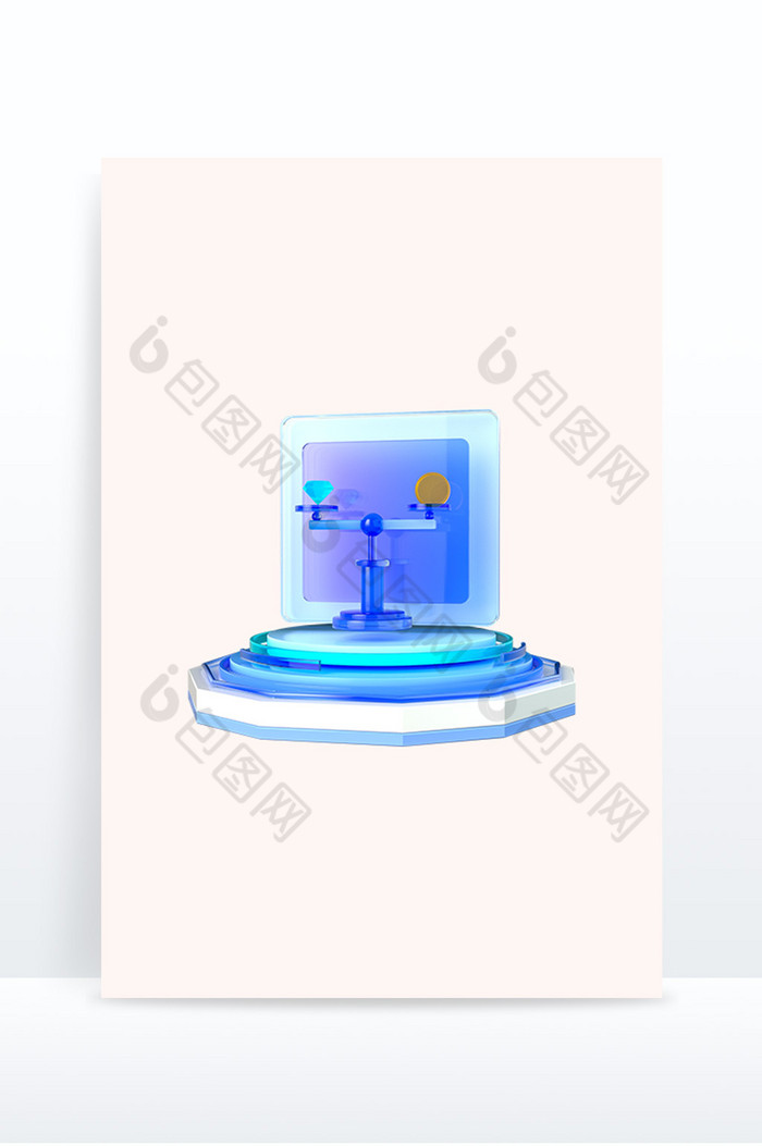 3d立体微软办公玻璃质感天平图片图片