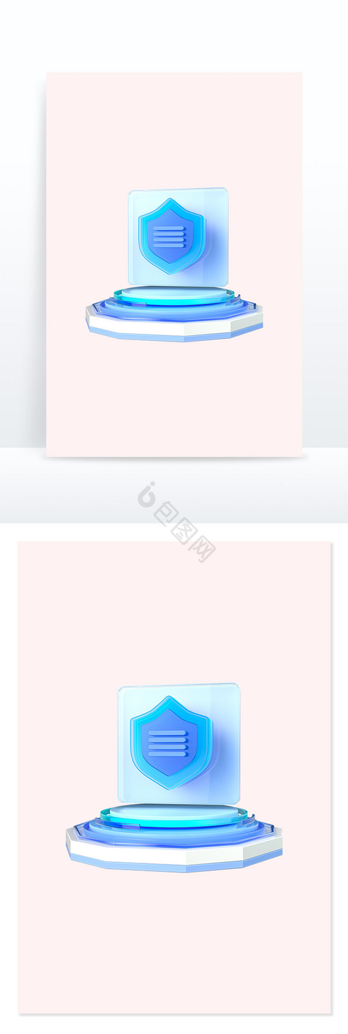 3d立体微软办公玻璃质感护盾图