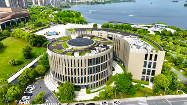 杭州地标淳安图书馆4K航拍