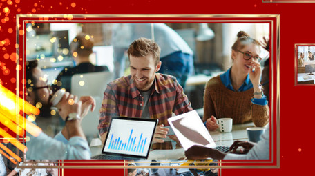 红色商务<strong>党政</strong>照片汇聚模板