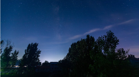 夏季乡村星空银河延时实拍