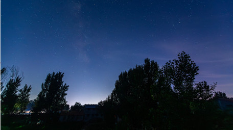 夏季乡村星空银河延时实拍