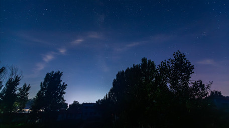 夏季乡村星空银河延时实拍