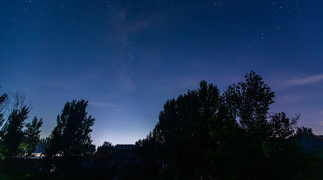 夏季乡村星空银河延时实拍