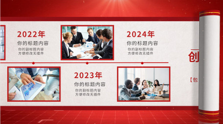 党政卷轴时间轴图文pr模板