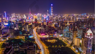 上海城市夜景航拍延时